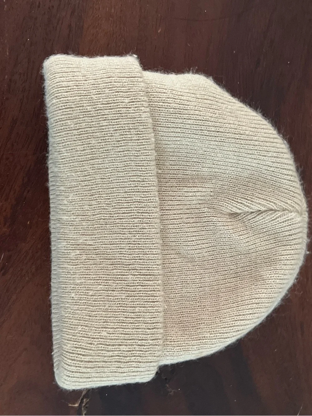 Natalie Neutral Knit Baby Hat with Leather Patch winter Beige Tan